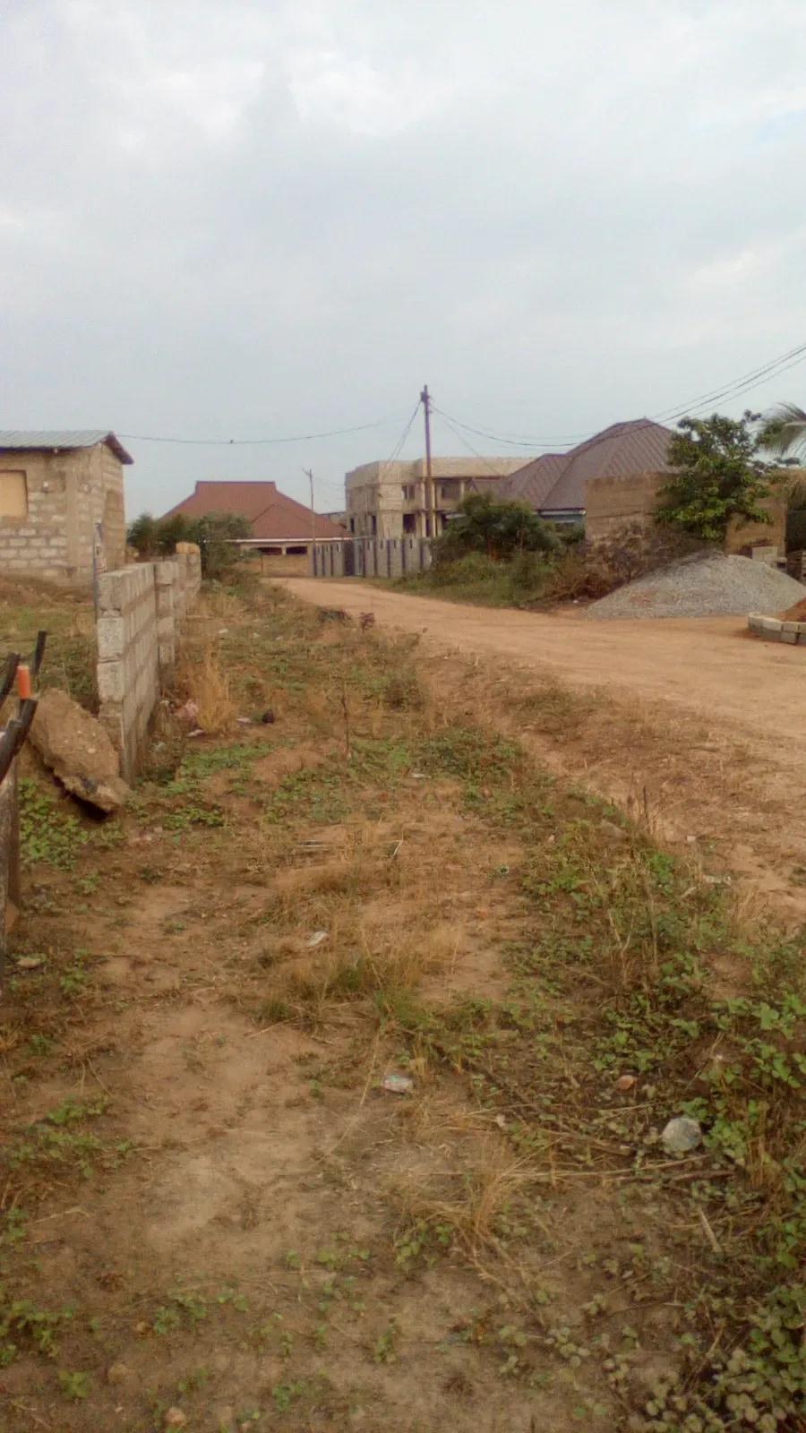 Half Plot of Land With Wall at Amasaman Danchira - Land in Greater Accra, Ga West Municipal, Amasaman - Sale