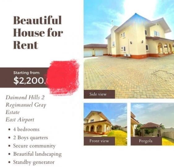 4 bedroom townhouse for rent at East Airport - 4 bedroom House in East Airport - Rent
