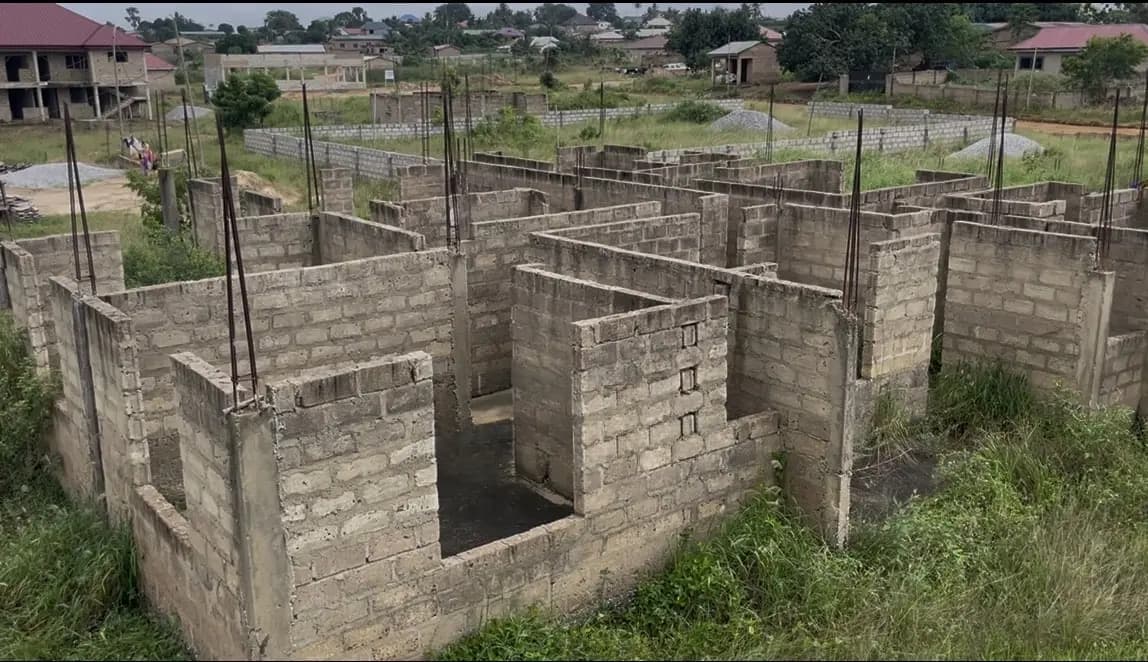 4bedroom Uncompleted Building , on Two PLTS 4sale at Amasaman Danchira - 4 bedroom Land in Greater Accra, Accra Metropolitan - Sale